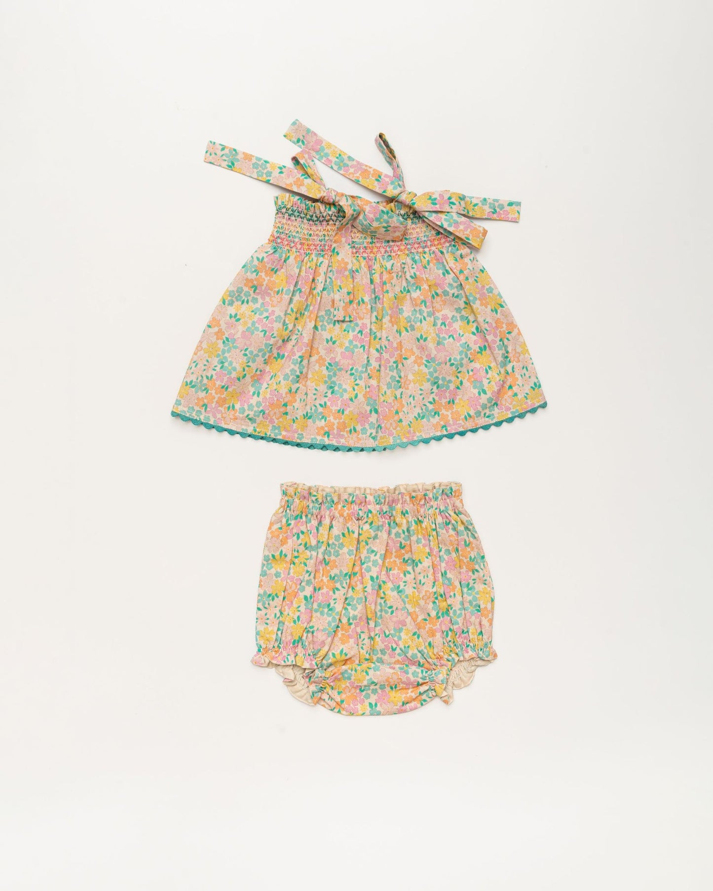 Didi Baby Smock Top w/ Bloomer in Floral Mint