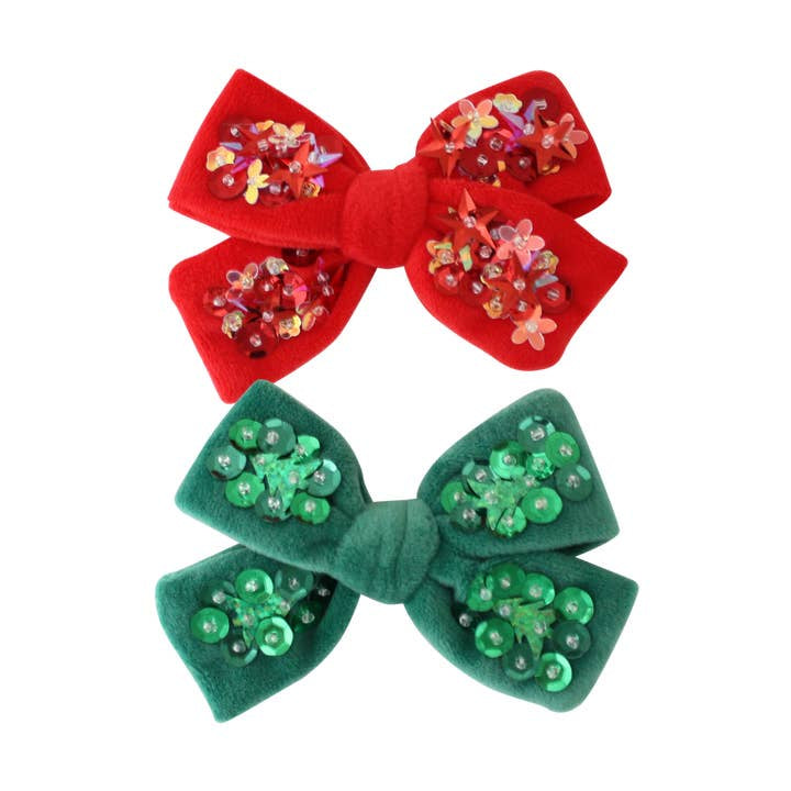 Holiday Velvet Sequin Bow