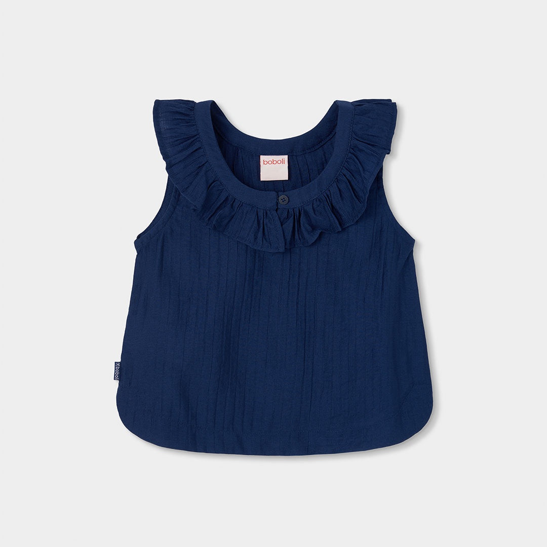 Blue Top & Printed Skirt Set