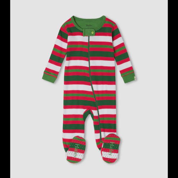 Candy Stripe Org Zip Footie-multi : 3-6m