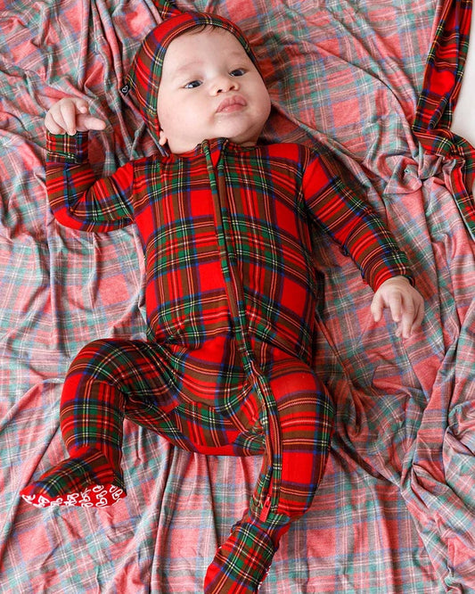 December Plaid Zipper Footie