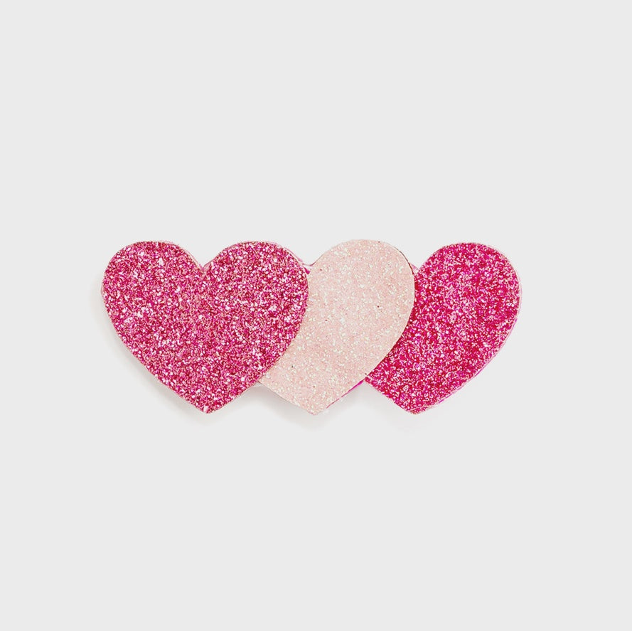Pink Sparkle Hearts Clip