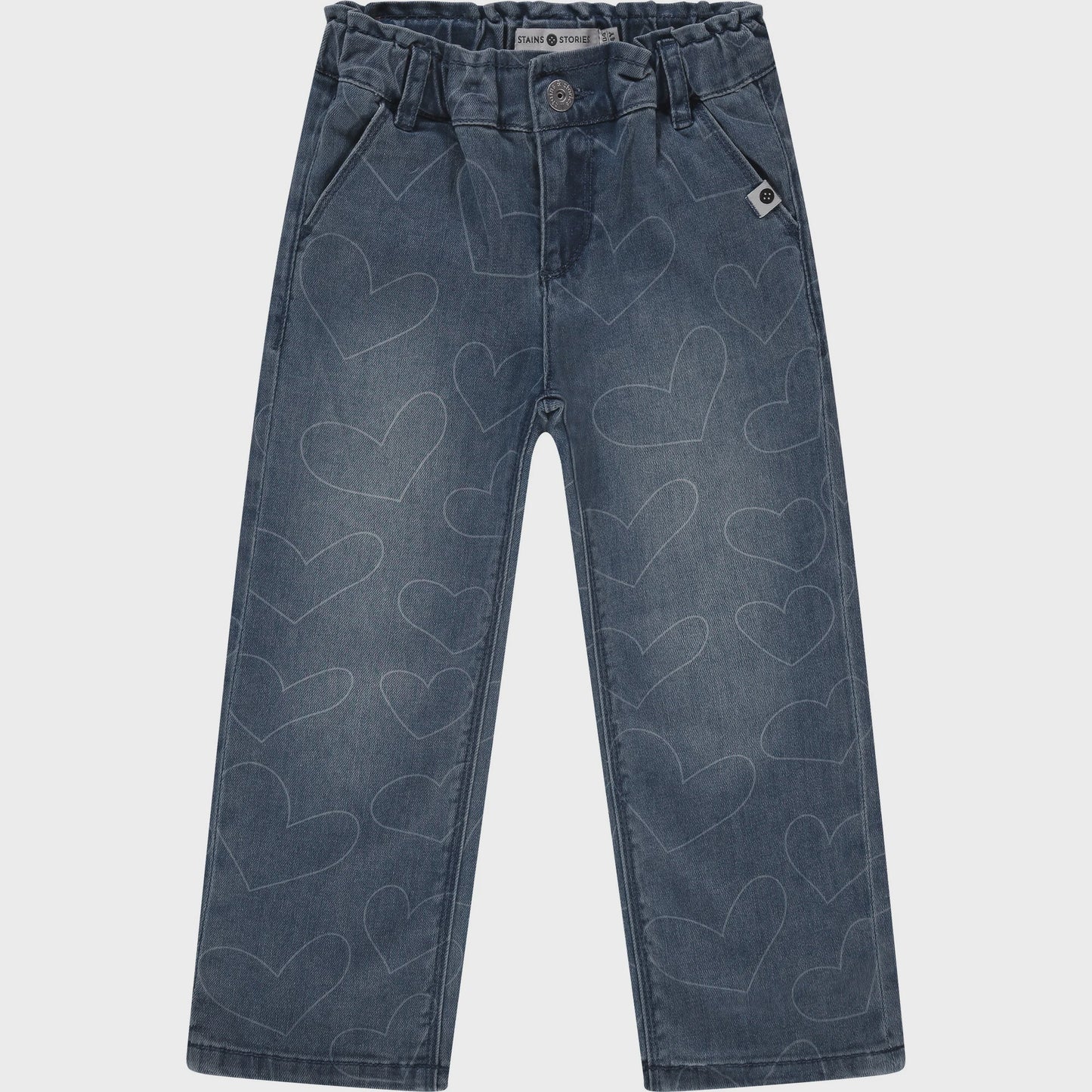Heart Stencil Wide Leg Denim Pant