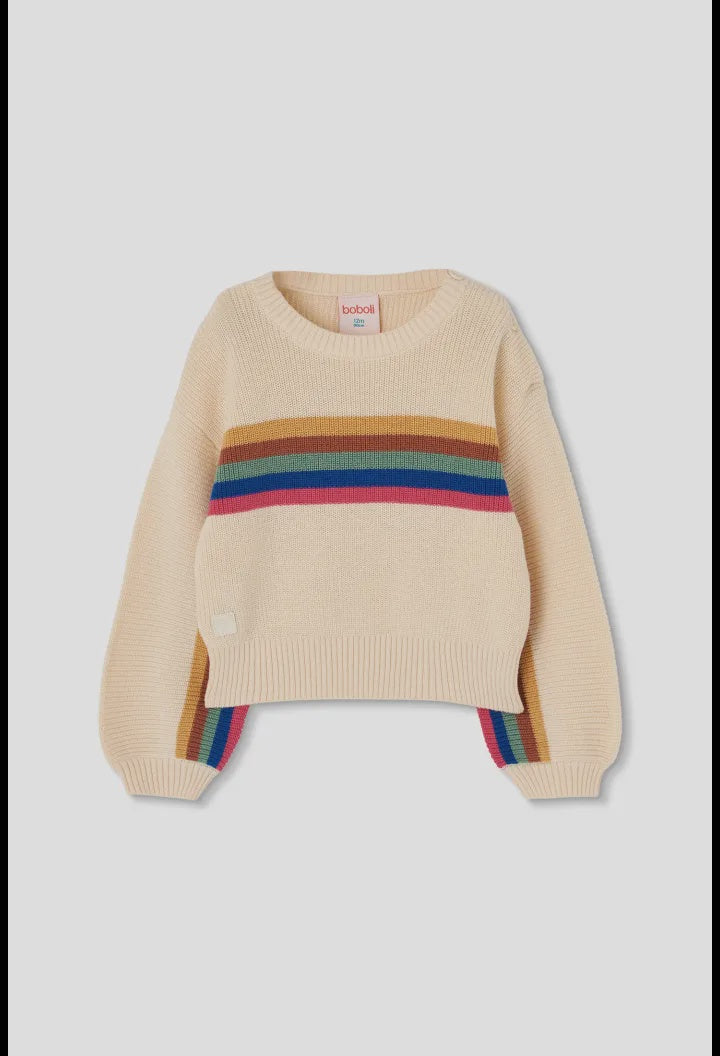 Bubble sleeve Stripe Crewneck