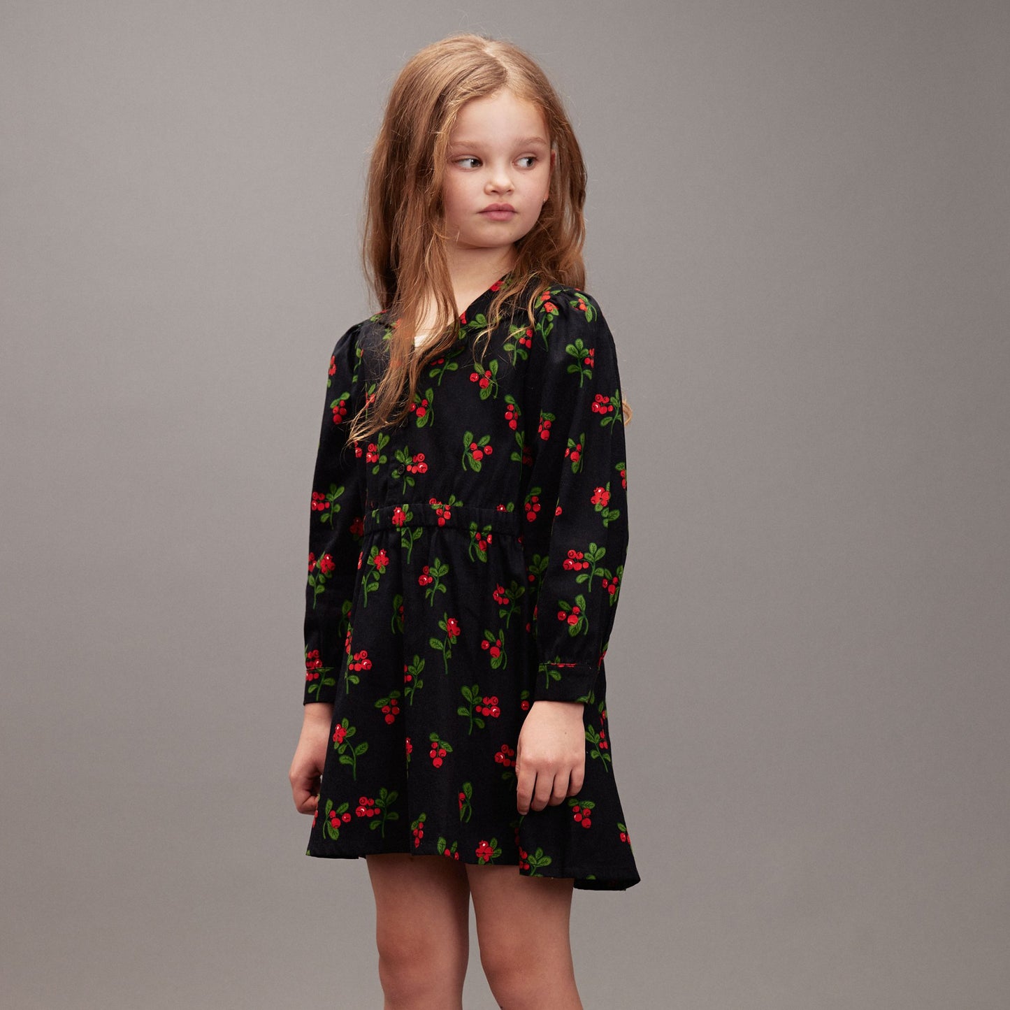 Lingon Berries AOP Woven LS Dress