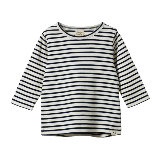 Navy Sailor Stripe LS River Baby Tee