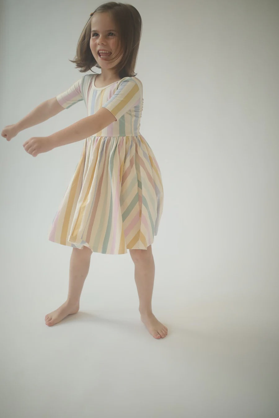 Pastel Stripe SS Twirl Dress
