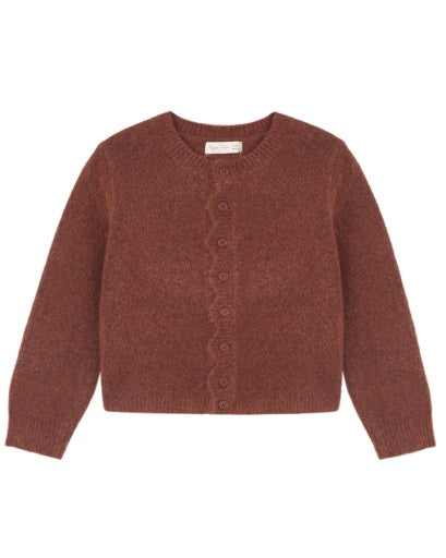 SCALLOP CARDIGAN BRICK