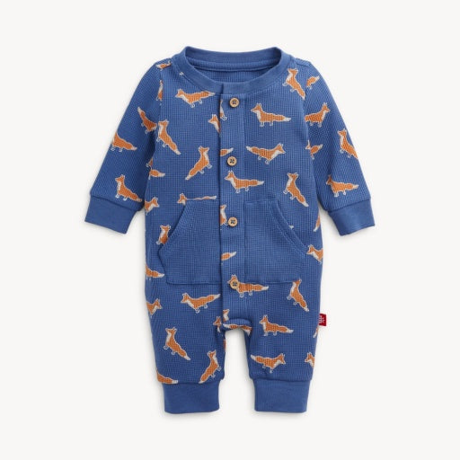 WAFFLE FOXES PRINT BOYS ROMPER