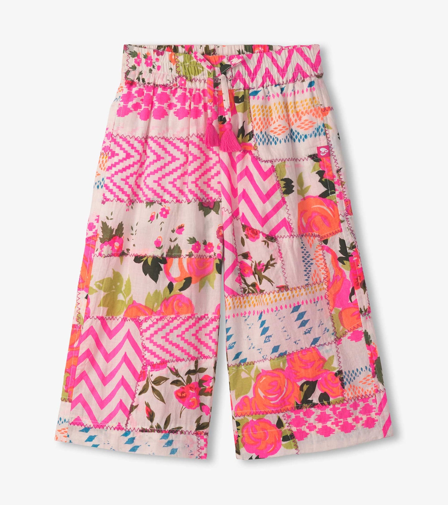Floral Patchwork Wide Leg Culottes