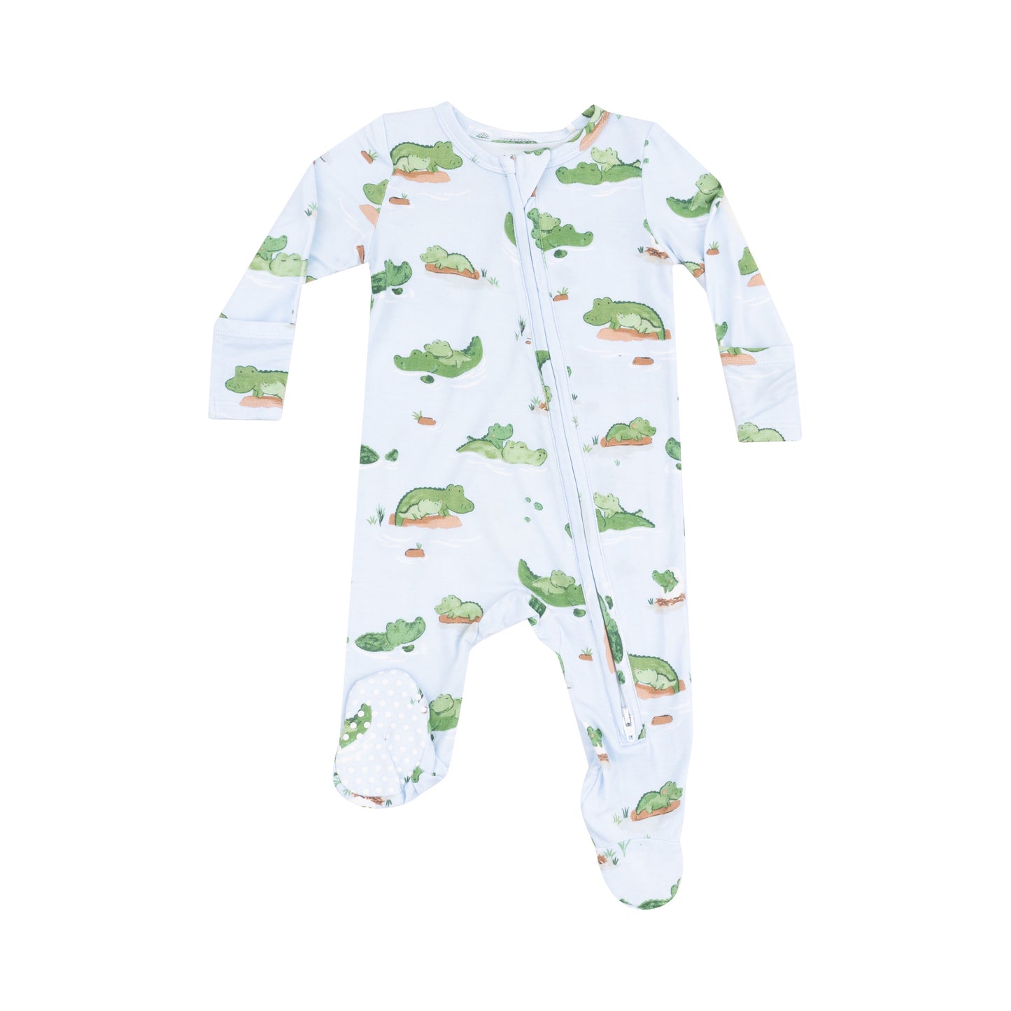 Alligator Blue Zipper Footie