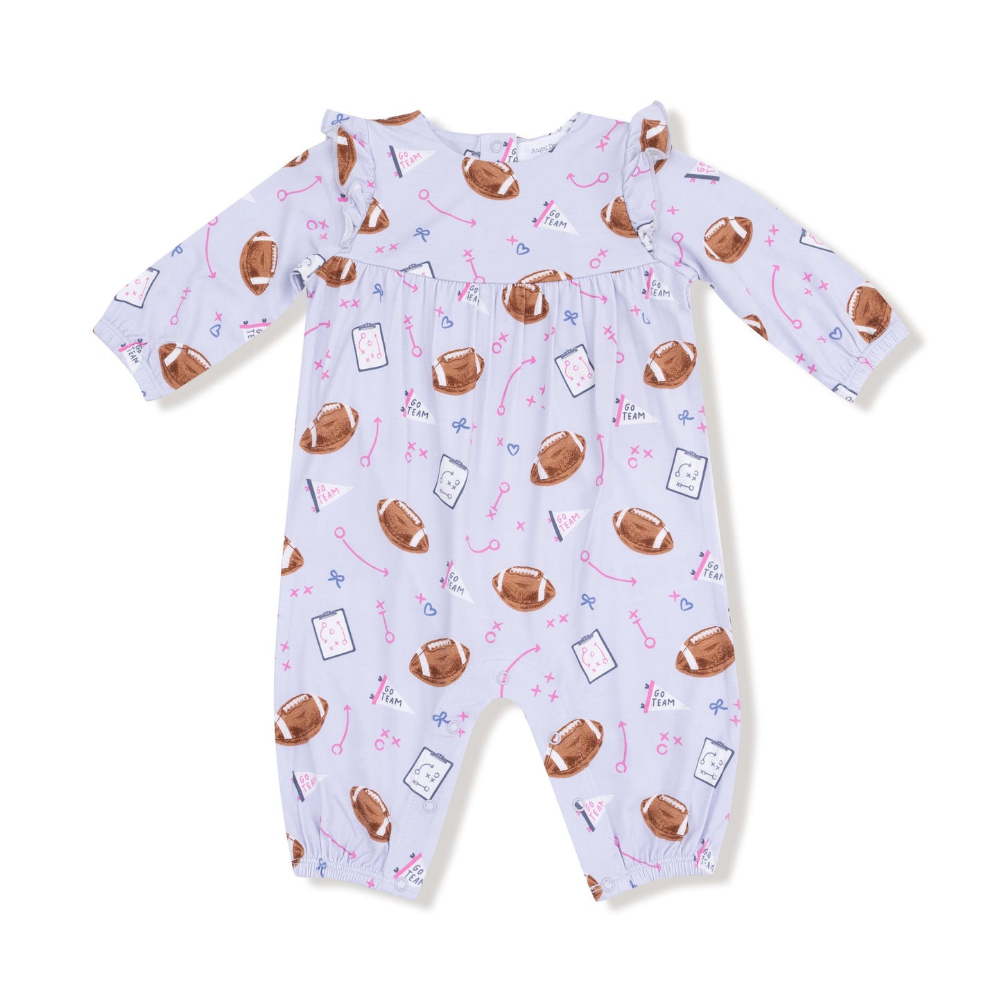 Touchdown Time Lavender Ruffle Sleeve Romper