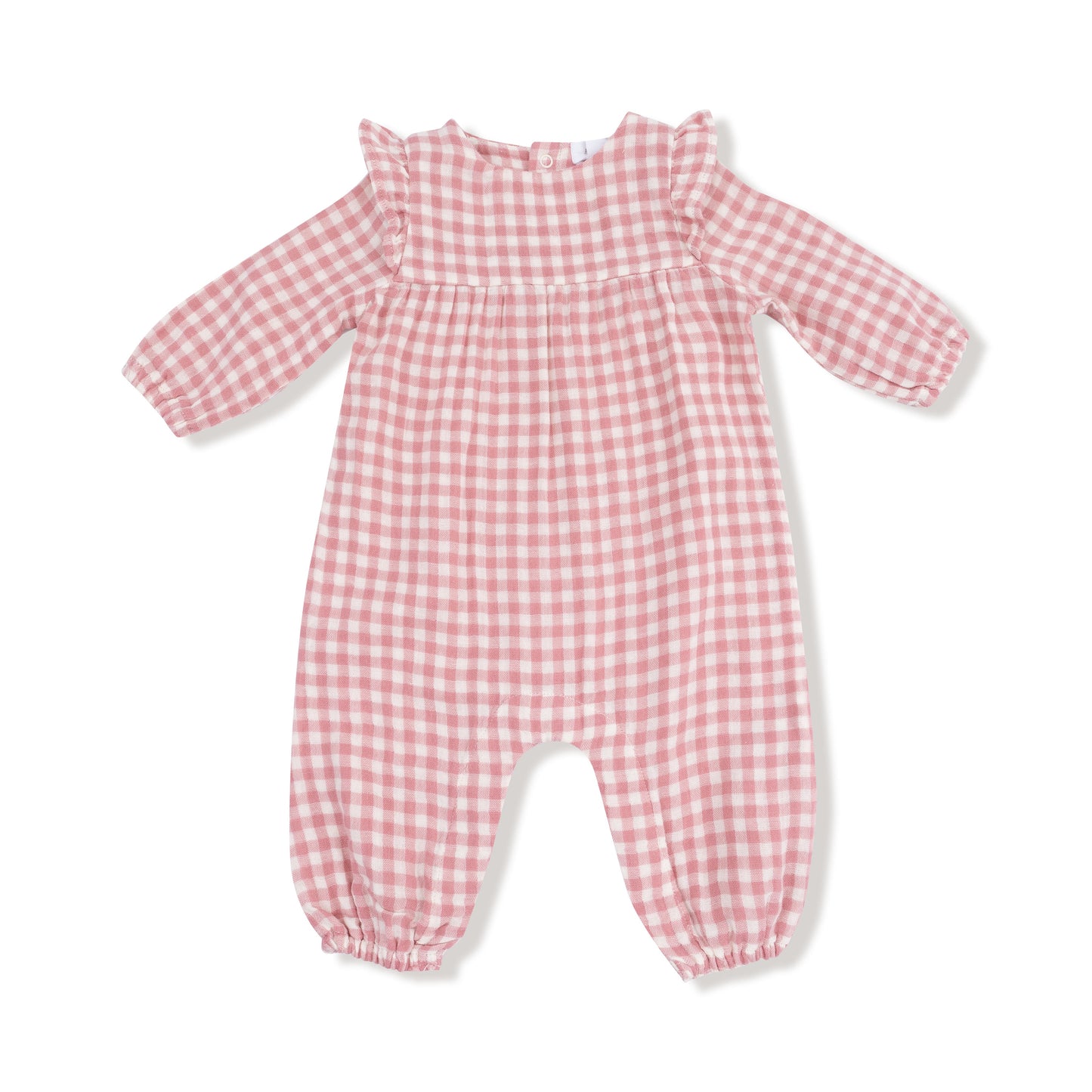 Rose Gingham Ruffle Sleeve Romper