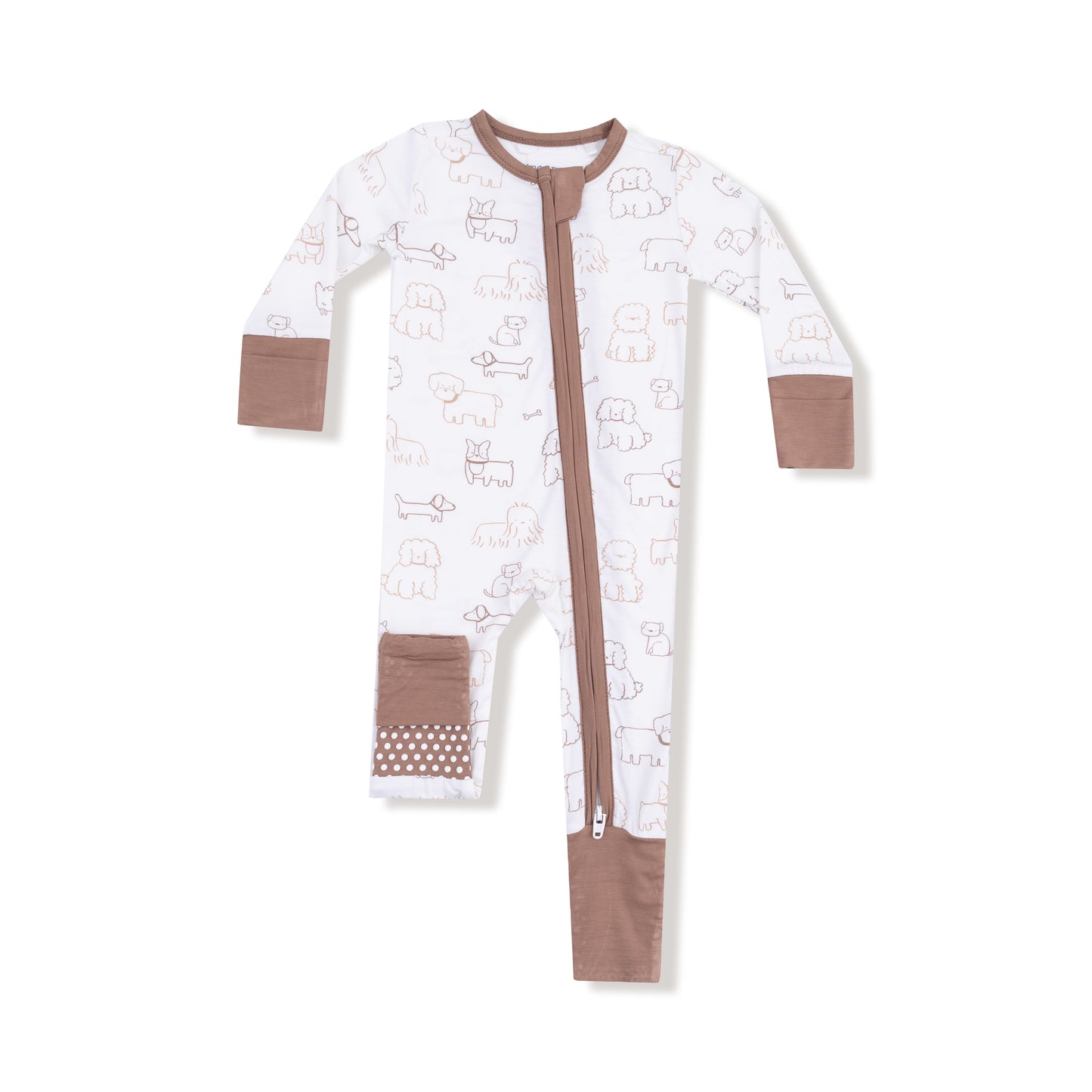 Neutral Pups 2 Way Zip Romper