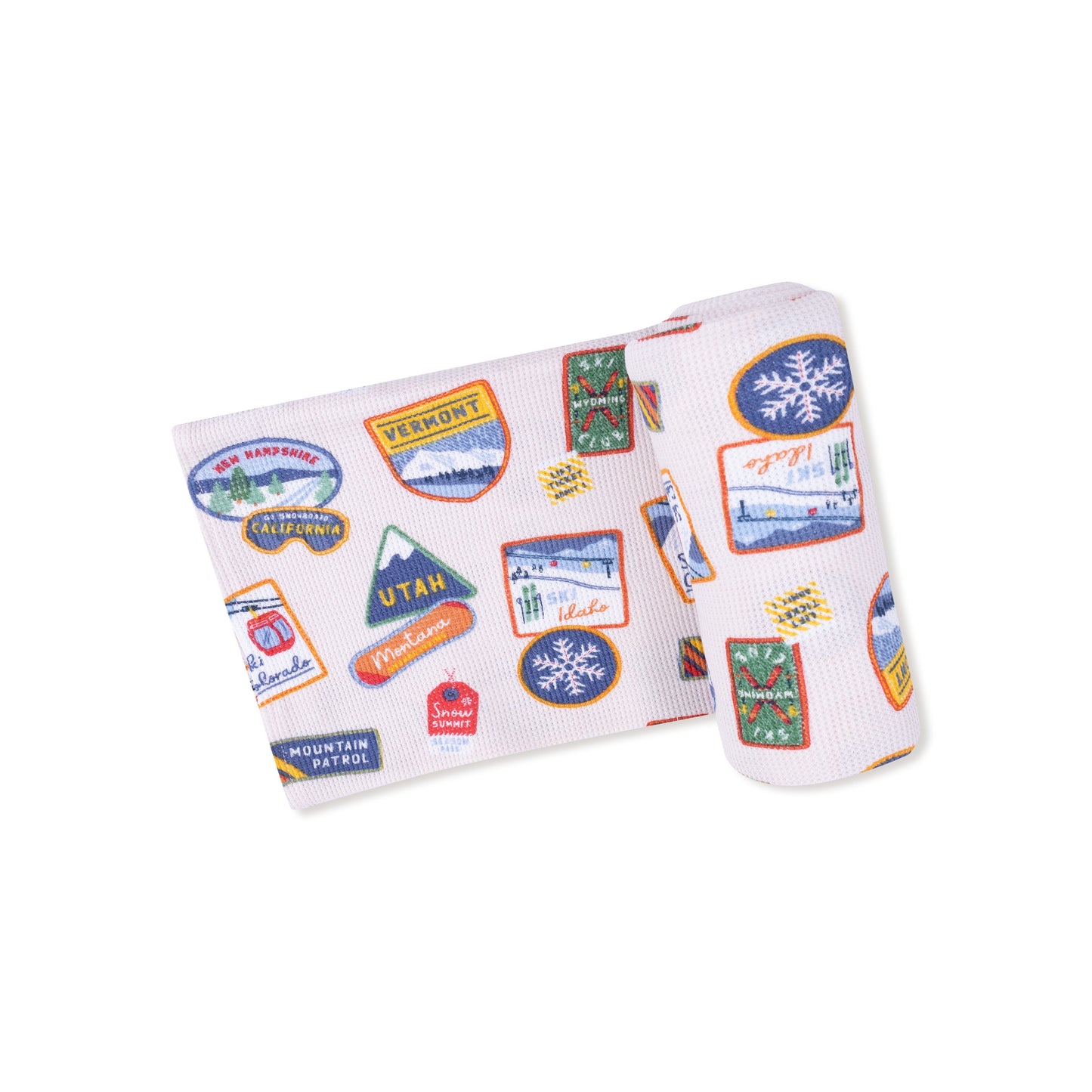 Vintage State Snow Sport Patches Swaddle Blanket