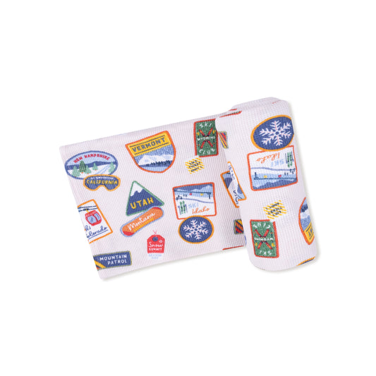 Vintage State Snow Sport Patches Swaddle Blanket