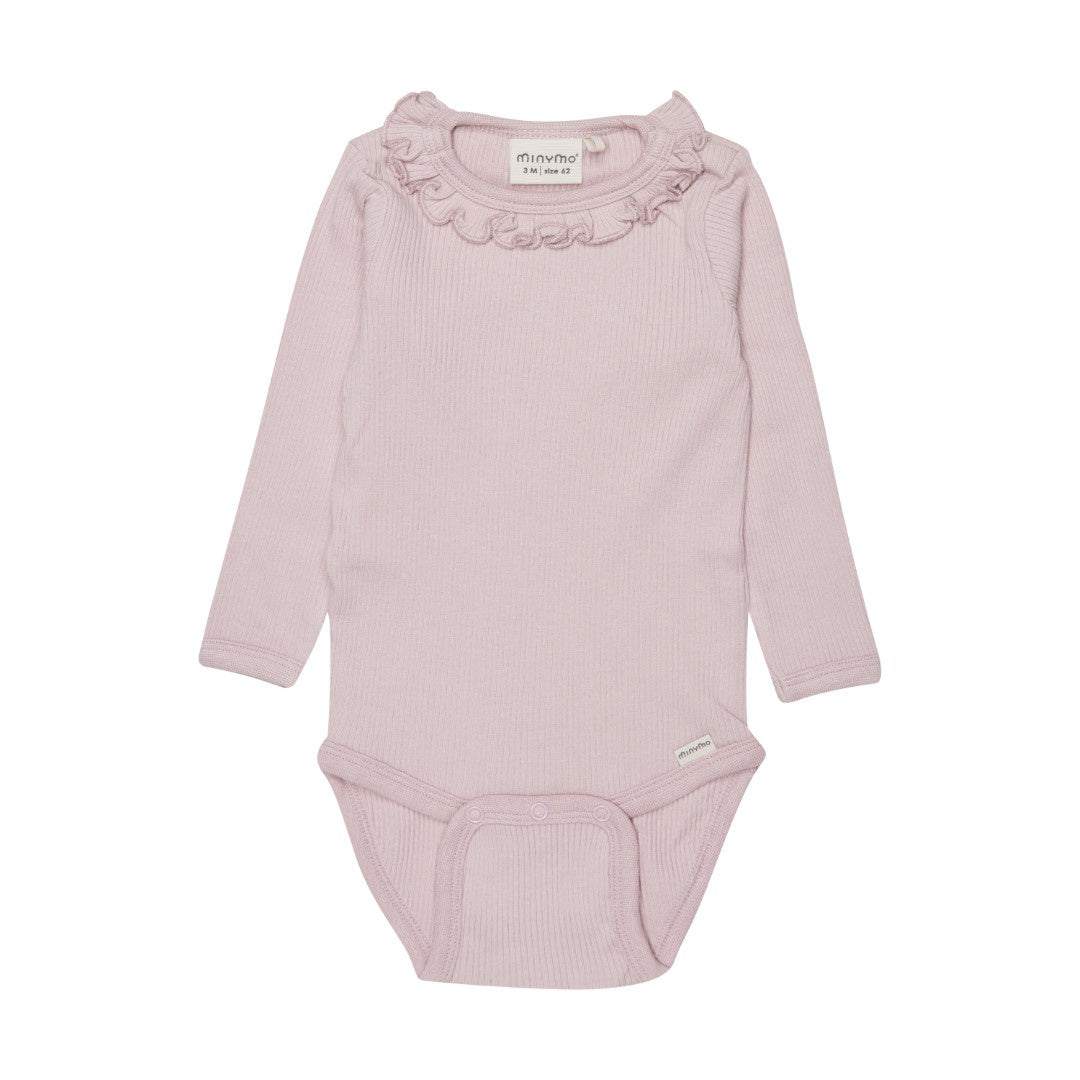 Ribbed Ruffle Onesie LS Lilac