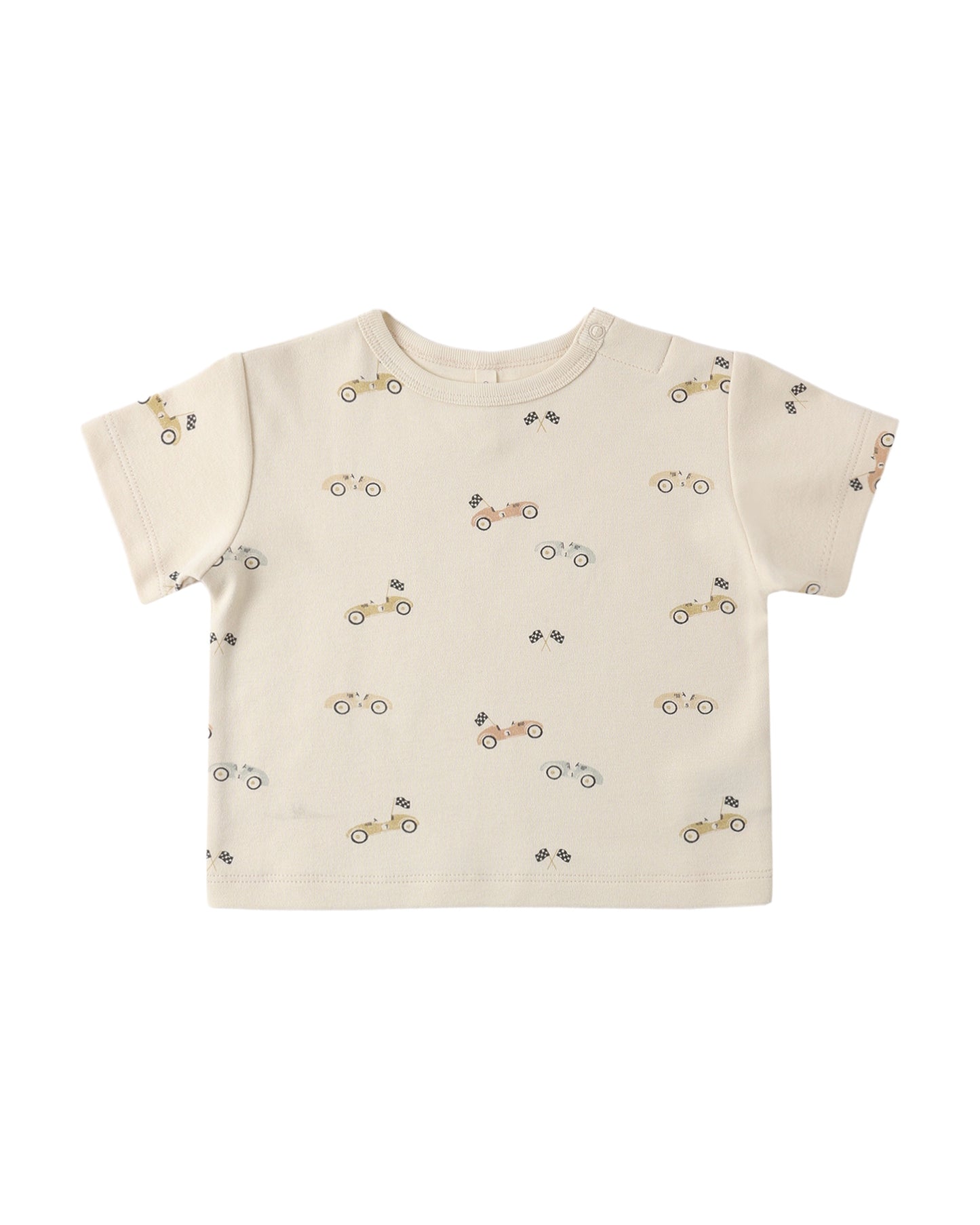 Race Car Boxy Baby Tee in Cream