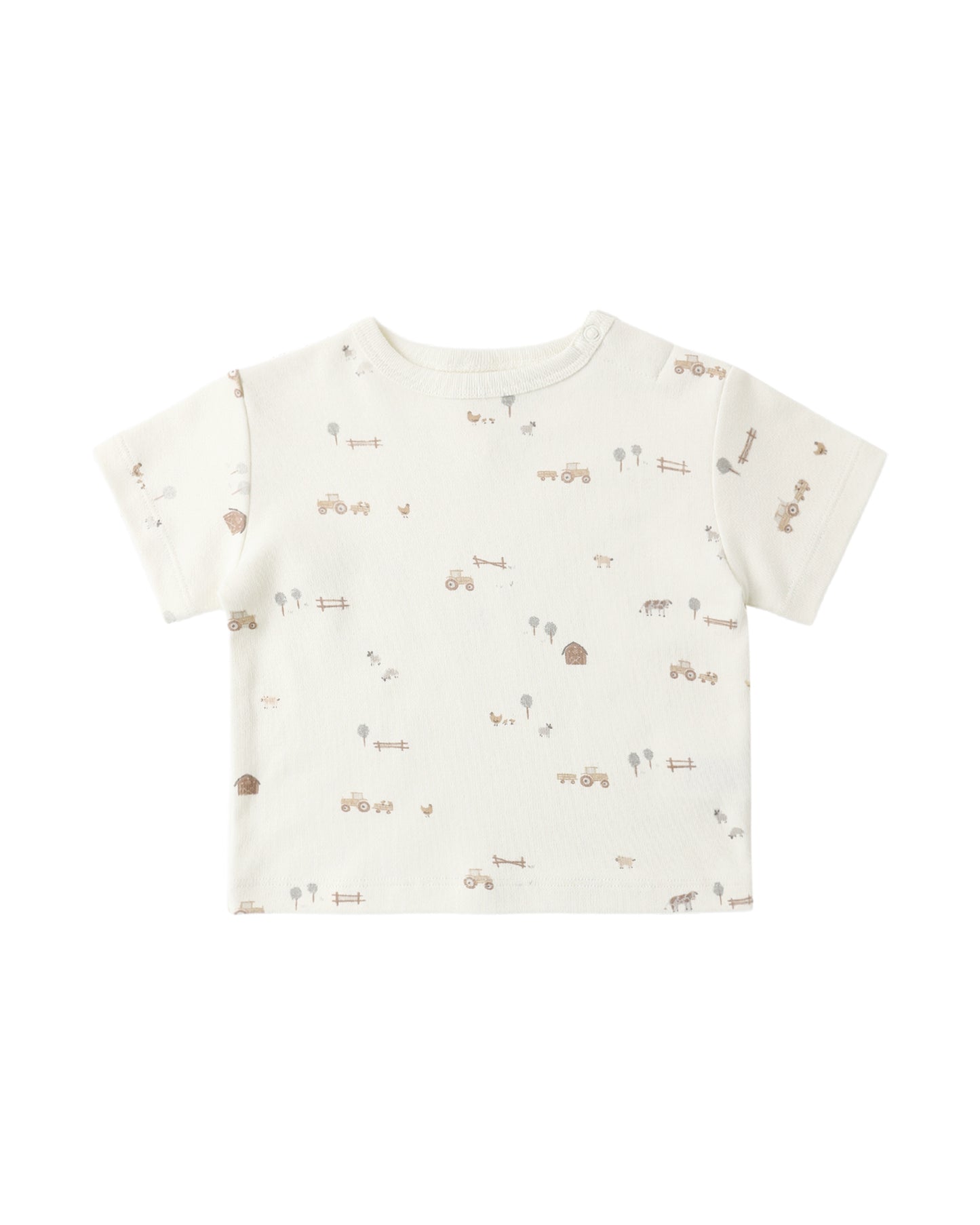 Boxy Cream Tee in Farm Print