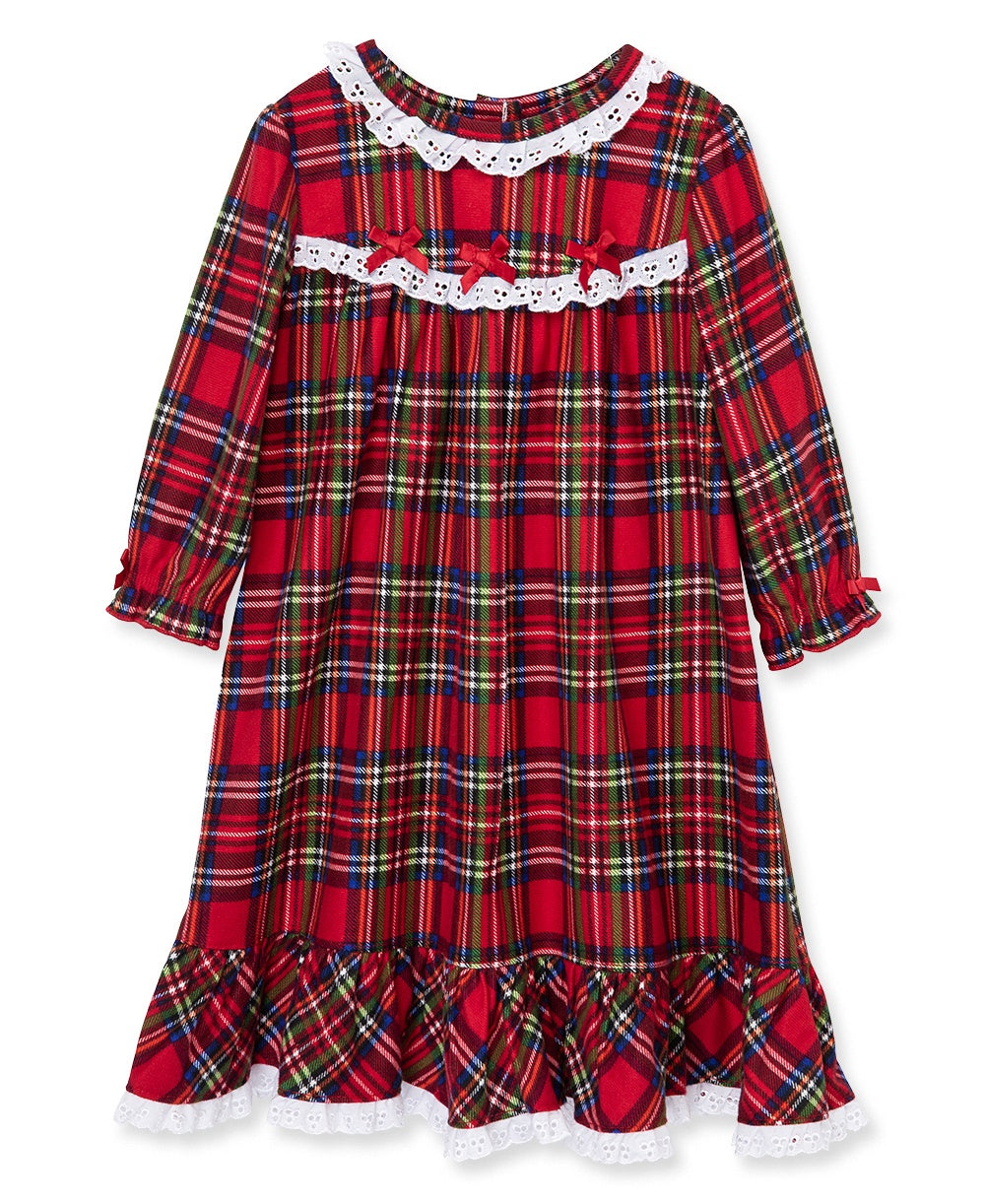 Kid Plaid Gown w/ Lace & Bows