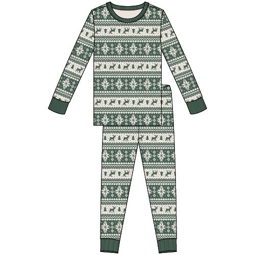 Christmas Pattern Knit Kid PJ Set