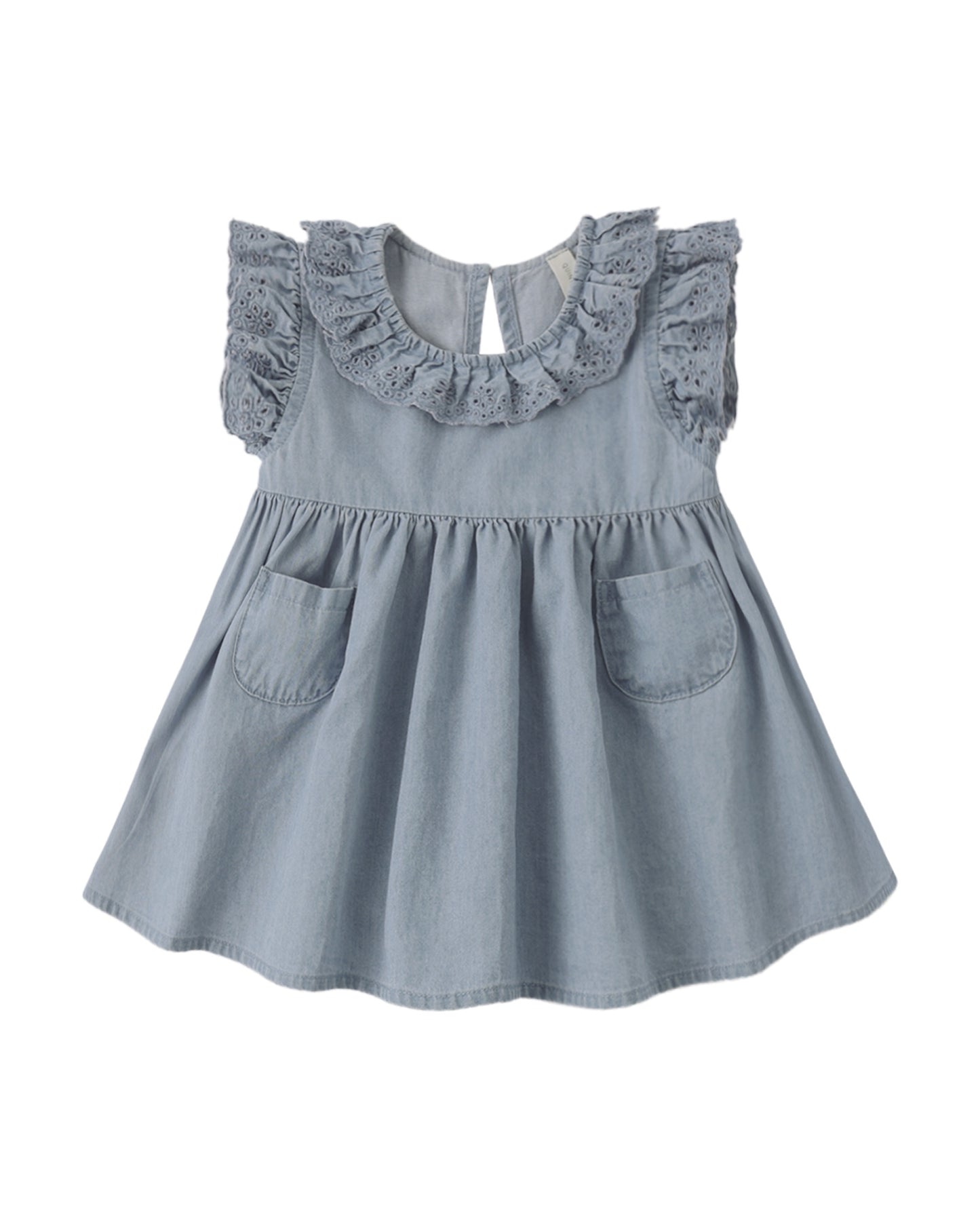 Chambray Sophie Dress w/ Ruffle Collar and Sleeves