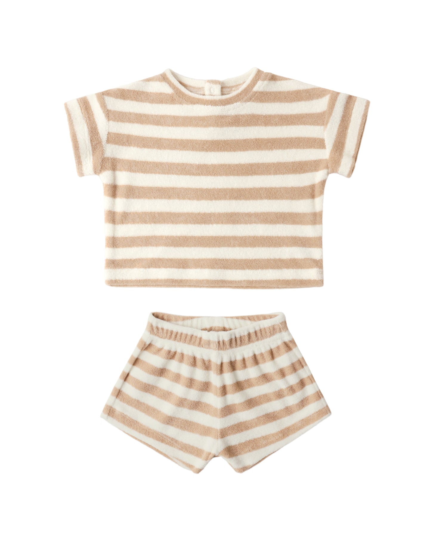Latte Stripe Terry Tee + Short Set