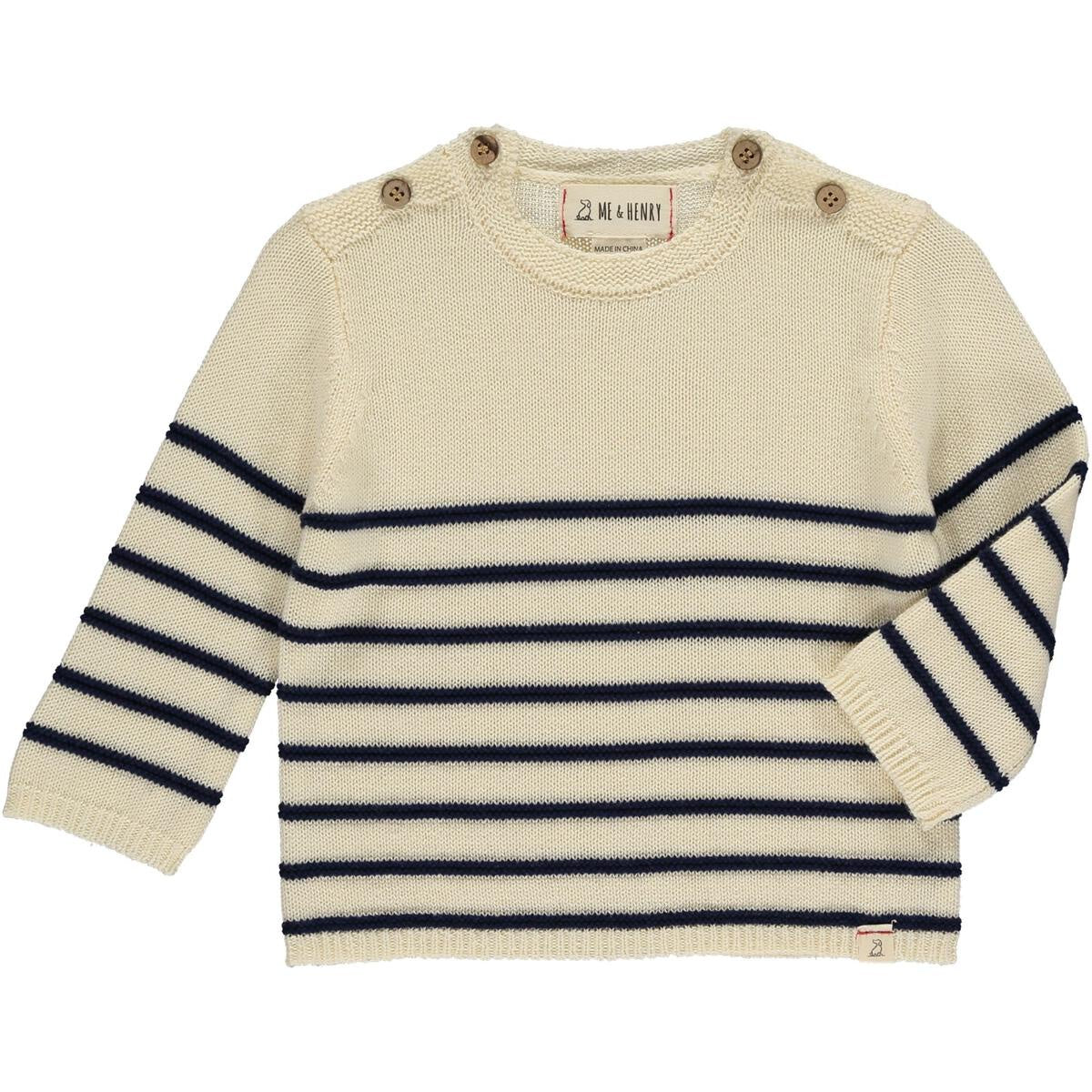 Breton Cream and Navy Stripe Baby Sweater