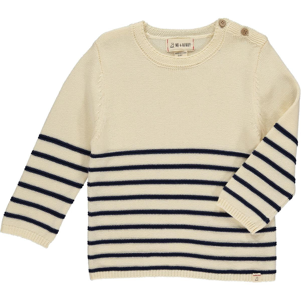 Breton Cream and Navy Stripe Toddler Sweater