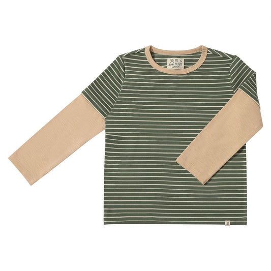 Cameron Sage + Beige Mock LS Tee