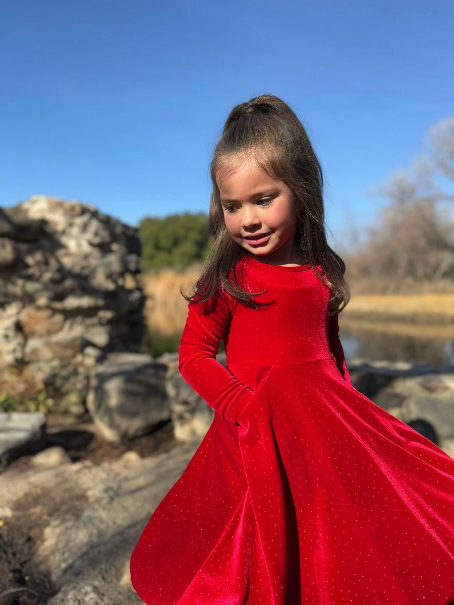 Merilee Red Sparkle Kid Dress