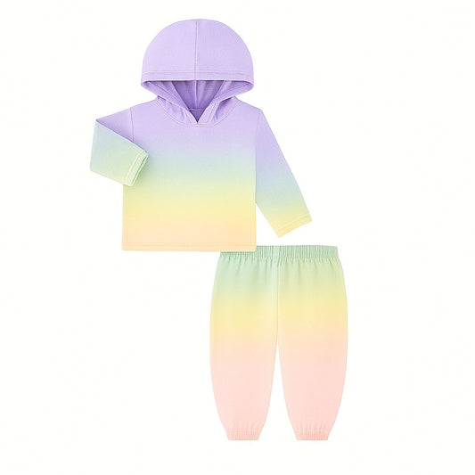 Dip Dye Ribbed Hoodie and Baggy Pant Sets