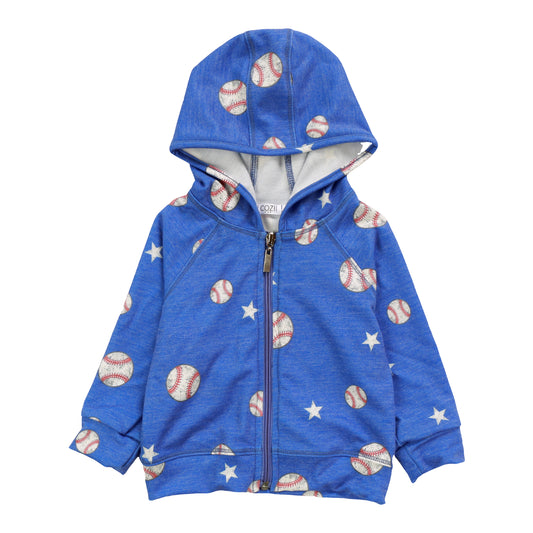 Baseball Stars Baby Zip Up Jacket in Blue