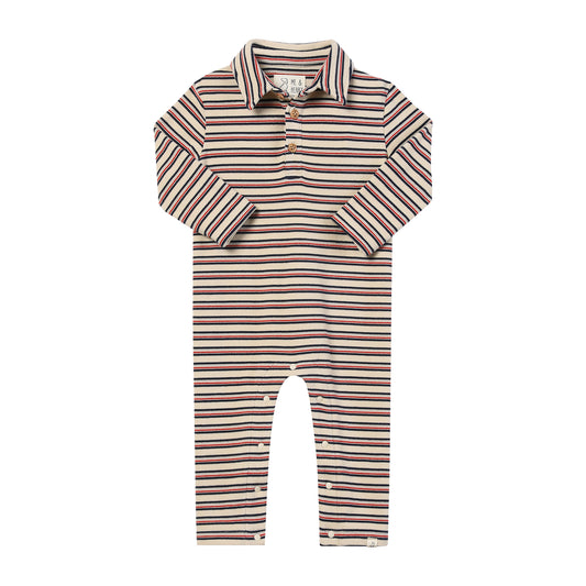 Cozy Striped Polo Romper
