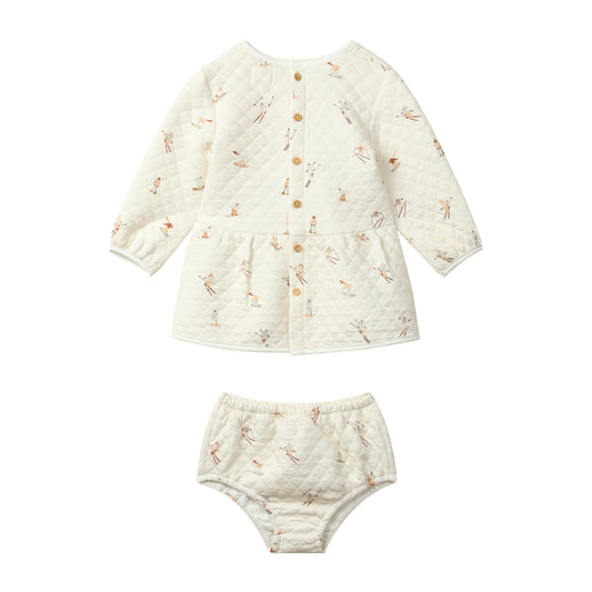 Winter Activities Print Warm Dress