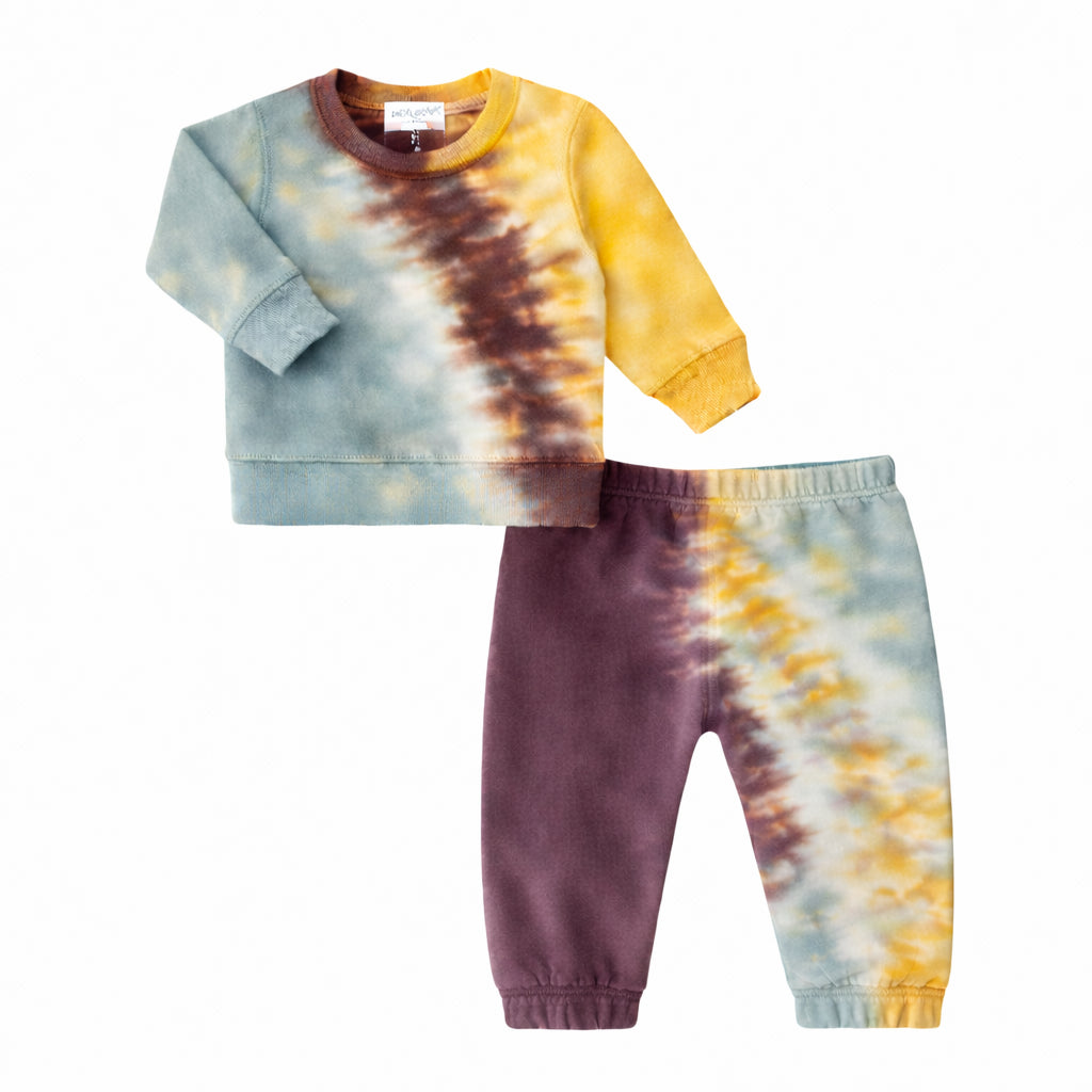Plum Tie Dye Fleece Sweatshirt & Pant Set
