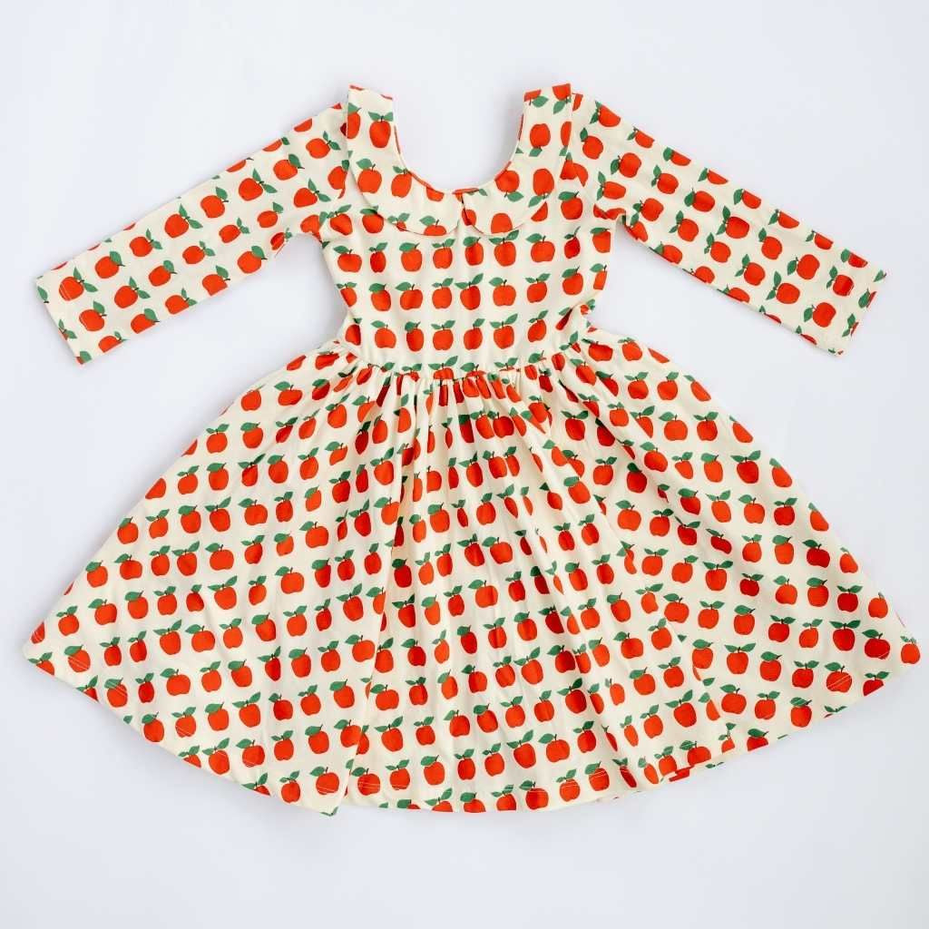 3/4 Sleeve Apple Toddler Twirl Dress