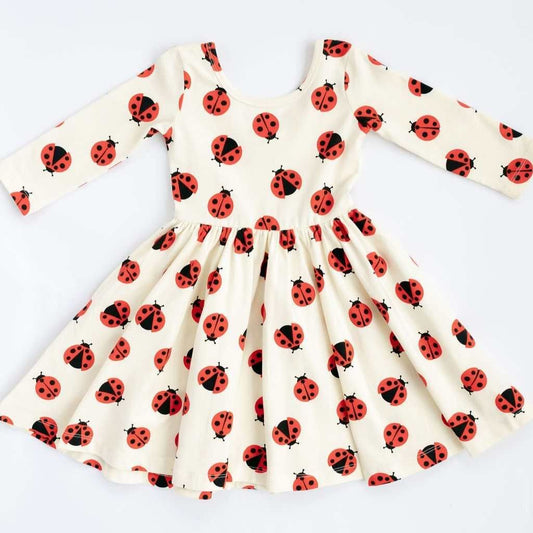3/4 Sleeve Ladybugs Toddler Twirl Dress