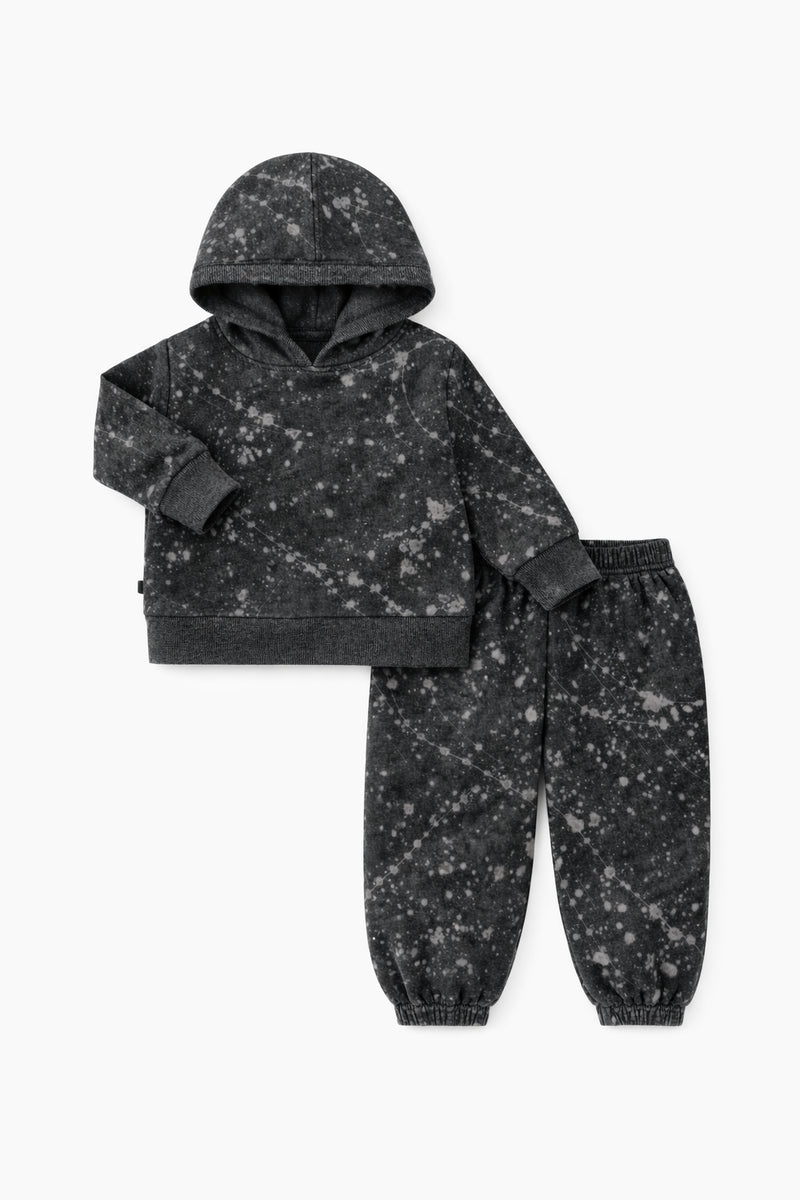 Splatter Brushed Rib-Hoodie & Balloon Pant Set