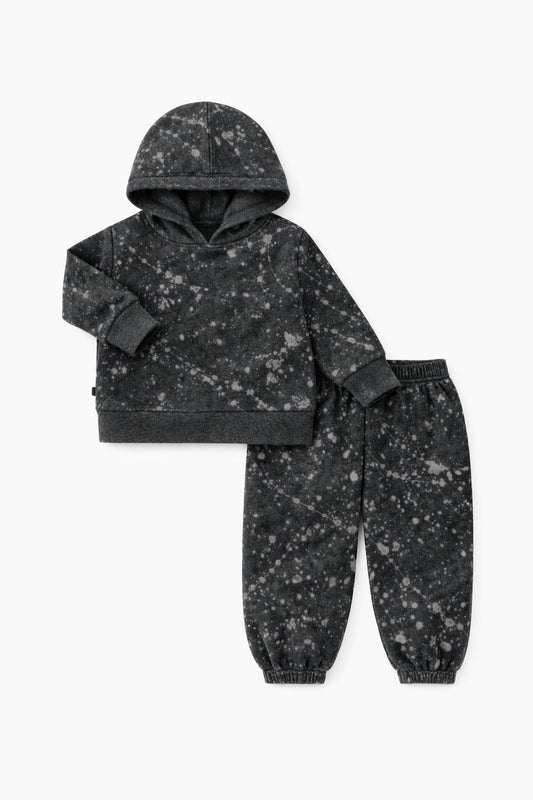 Splatter Brushed Rib-Hoodie & Balloon Pant Set