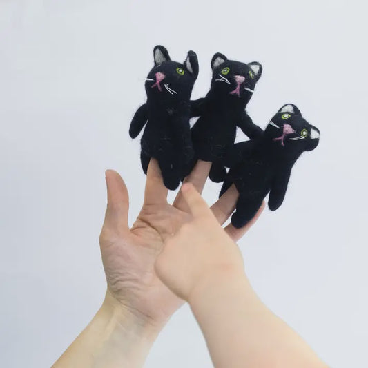 Felt Finger Puppets-Black Cats