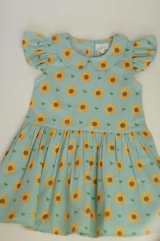 Sunflower Print Collared Capers Toddler Dress