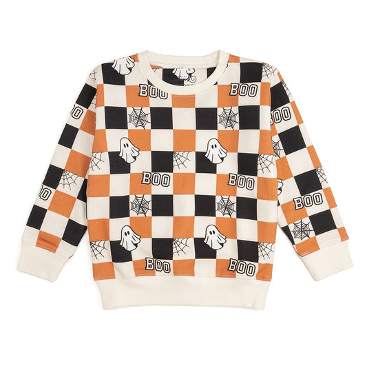 Boo Checkered Halloween Baby Sweatshirt