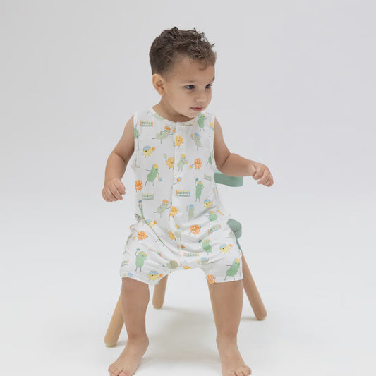 Pickles Playing Pickleball Sleeveless Shortie Romper