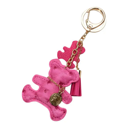 Teddy Bear Keychain Bag Charms - Faux Leather