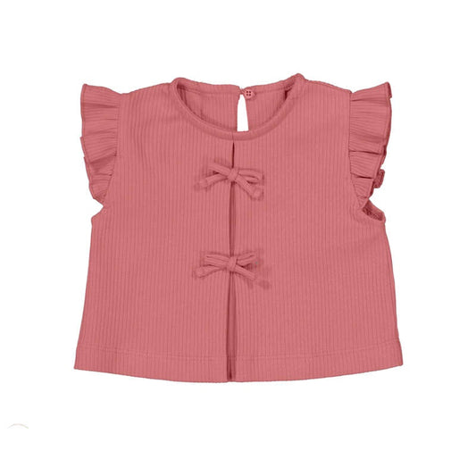 Double Front Bow Blush Toddler Rib Top