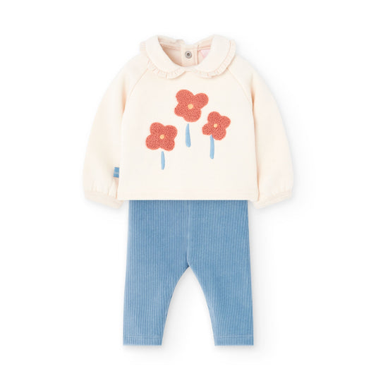LS Tufted Flower Top w/ Corduroy Pant