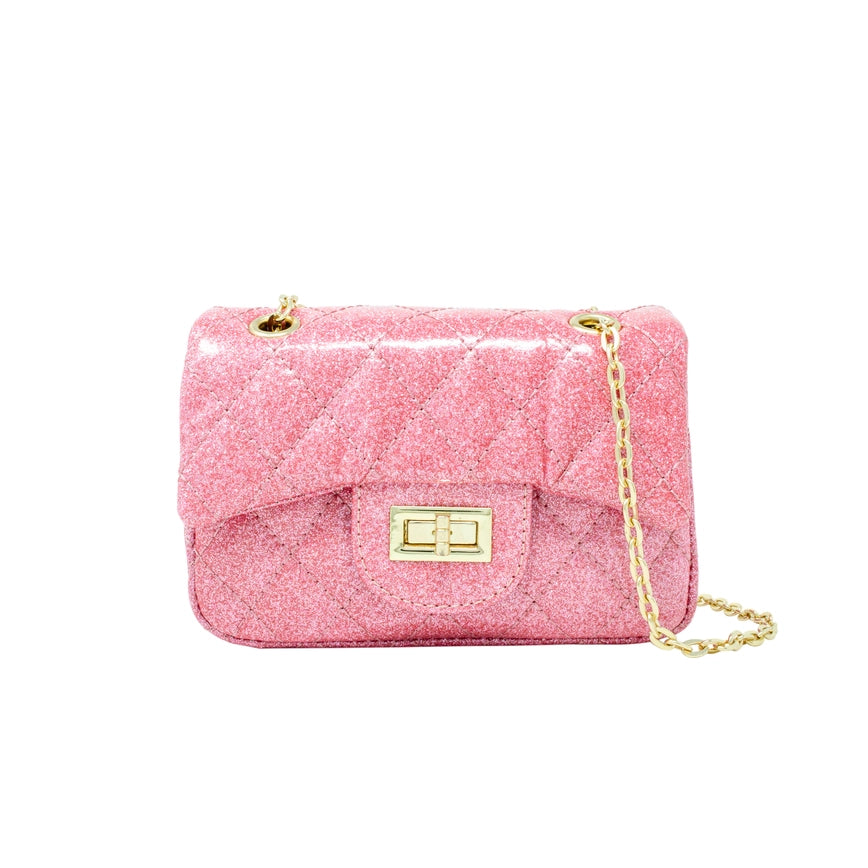 Classic Quilted Sparkle Mini Bag / Pink