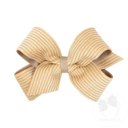 Mini Grosgrain Hair Bow with Wide Wale Corduroy Overlay