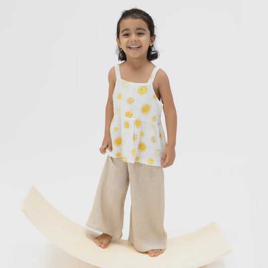 Happy Suns Peplum Tank With Wide Leg Pant Toddler Set